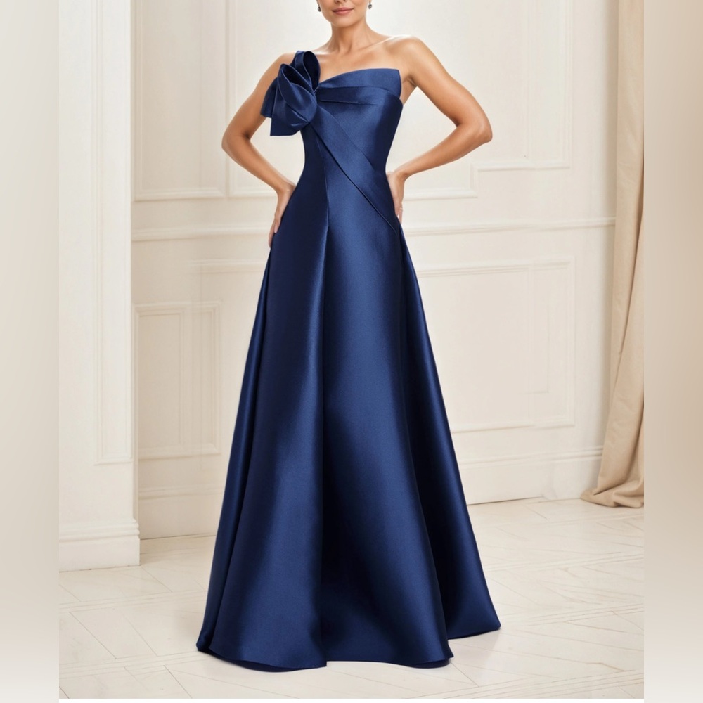 Cicinia Elegant Navy Blue Evening Gown